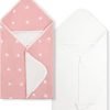 Baby Towels 2 Pack,Hooded Baby Towels Set,Baby Infant Bath Towels with Hood,Soft and Absorbent Nursery Towel,Large 28x28 Inch,Newborn Essential(Mint Green Leaves + Mint Green)