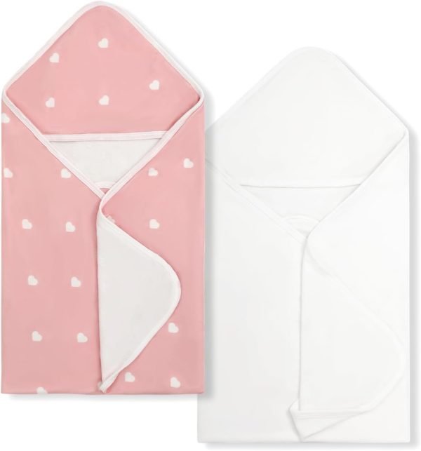 Baby Towels 2 Pack,Hooded Baby Towels Set,Baby Infant Bath Towels with Hood,Soft and Absorbent Nursery Towel,Large 28x28 Inch,Newborn Essential(Mint Green Leaves + Mint Green)