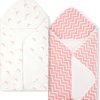 Baby Towels 2 Pack,Hooded Baby Towels Set,Baby Infant Bath Towels with Hood,Soft and Absorbent Nursery Towel,Large 28x28 Inch,Newborn Essential(Mint Green Leaves + Mint Green)