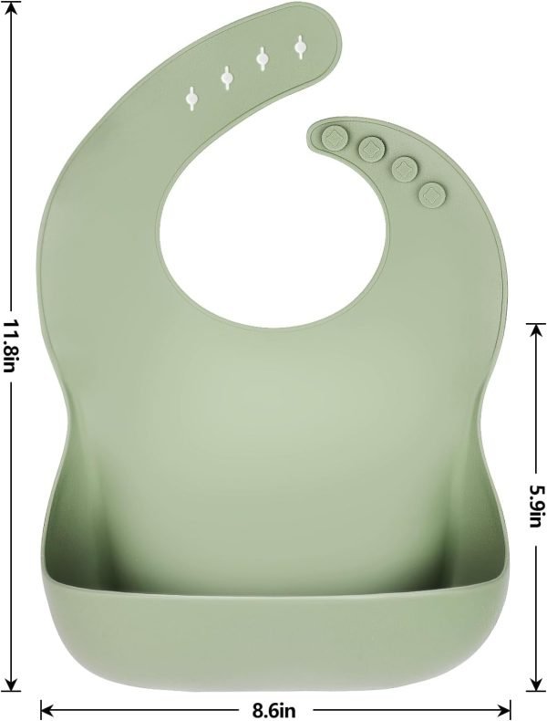 Baby Bibs for Boys Girls, 3 Pack Soft Adjustable Silicone Bibs for Babies Toddlers, BPA Free, Waterproof Bibs for Baby Eating Essentials Baby Gifts