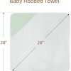 Baby Towels 2 Pack,Hooded Baby Towels Set,Baby Infant Bath Towels with Hood,Soft and Absorbent Nursery Towel,Large 28x28 Inch,Newborn Essential(Mint Green Leaves + Mint Green)