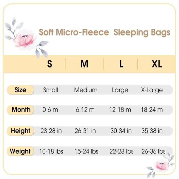 Soft Micro-Fleece Baby Sleep Sack, 6-12 Months Warm Baby Wearable Blanket, 2-Way Zipper Sleeping Bags, 2 Pack Comfy Toddler Sleeping Sack for Baby Girls, Medium Size, Floral