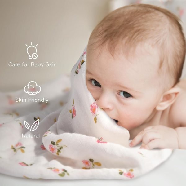 Muslin Swaddle Blankets, Soft Silky Baby Blankets 47 x 47 inches, Breathable Swaddle Blankets, Newborn Receiving Blanket for Boys and Girls, 4 Pack