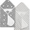 Baby Towels 2 Pack,Hooded Baby Towels Set,Baby Infant Bath Towels with Hood,Soft and Absorbent Nursery Towel,Large 28x28 Inch,Newborn Essential(Mint Green Leaves + Mint Green)
