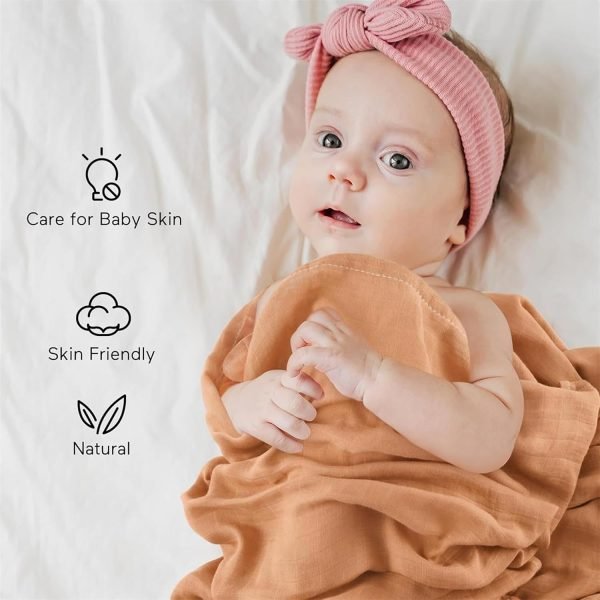 710MM6iB_rL._SL1500 Muslin Swaddle Blankets, Swaddle Blanket for Baby Boys and Girls, 4-Pack Breathable and Skin-Friendly Baby Receiving Blankets Swaddle Wrap, Baby Essentials, Registry & Gift, 47 x 47 inches