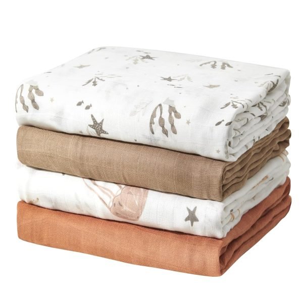 7159cj5bY1L._SL1500 Muslin Swaddle Blankets, Swaddle Blanket for Baby Boys and Girls, 4-Pack Breathable and Skin-Friendly Baby Receiving Blankets Swaddle Wrap, Baby Essentials, Registry & Gift, 47 x 47 inches