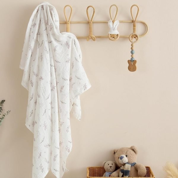 Muslin Swaddle Blankets for Boys and Girls, Soft Cotton Baby Swaddle Blankets for Unisex, 47 X 47 inches Muslin Swaddles, 4 Pack Leaves & Warmth Colors