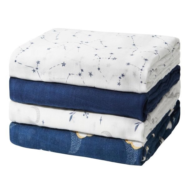 7178tmeCSsL._SL1500 Muslin Swaddle Blankets, Swaddle Blanket for Baby Boys and Girls, 4-Pack Breathable and Skin-Friendly Baby Receiving Blankets Swaddle Wrap, Baby Essentials, Registry & Gift, 47 x 47 inches