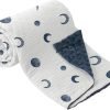 Baby Blankets for Unisex Boys Girls, Soft Nursery Crib Blankets with Muslin Cotton Front and Dotted Fleece Back for Newborns Toddlers 30x40inch (Blue Moon)