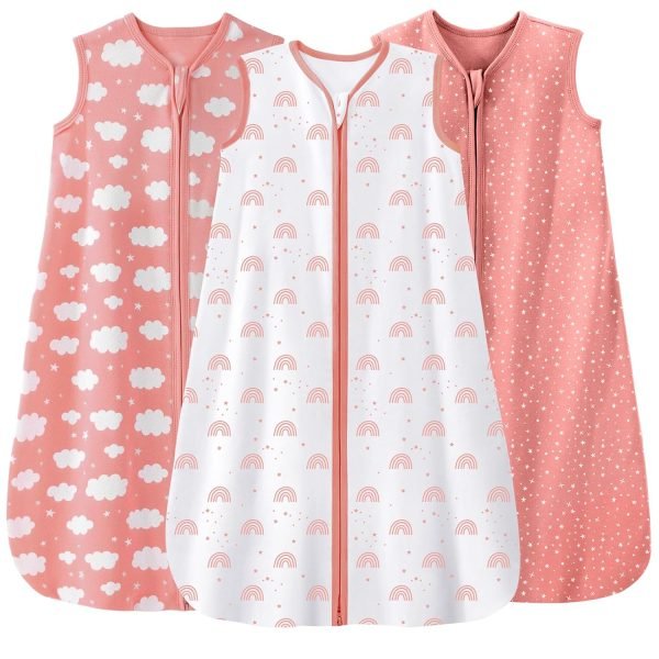 Baby Sleep Sack 6-12 Months 3 Pack 100% Cotton Lightweight 0.5 TOG Wearable Blanket Baby Sleep Bag with 2-Way Zipper for Newborn Infant Blue