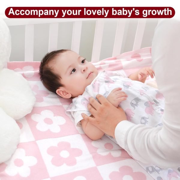 71Howoqb3-L._SL1500 100% Cotton Baby Sleep Sack, 0-6 Months Baby Wearable Blanket, 2-Way Zipper Infant Sleeping Sack for Baby Boys Girls, 2 Pack Comfy Small Size Sleeveless Sleeping Bags, Rainbow & Pink Elephant