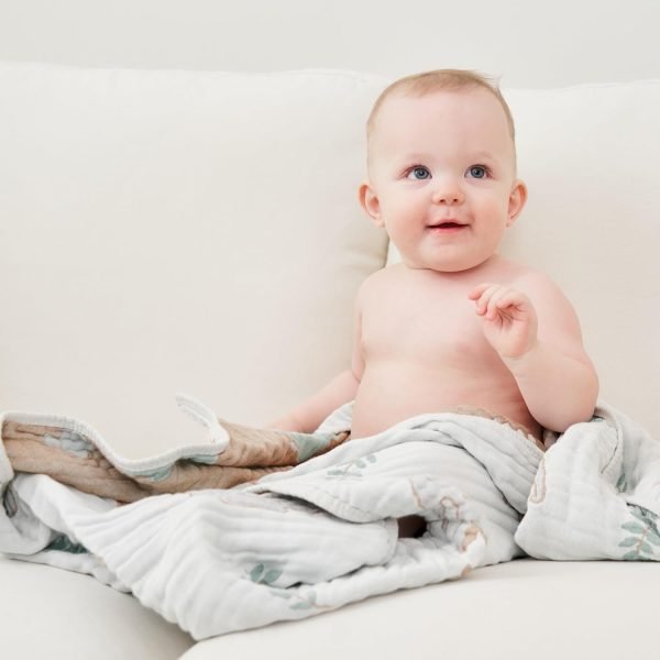 71IeGd4uUBL._AC_SL1500 Ultra Soft Muslin Baby Blanket, Made of Viscose from Bamboo and Muslin from Cotton, A Versatile Swaddle and Bed Blanket for Babies, Toddlers, Boys, and Girls (Forest Elephant 1 Pack).