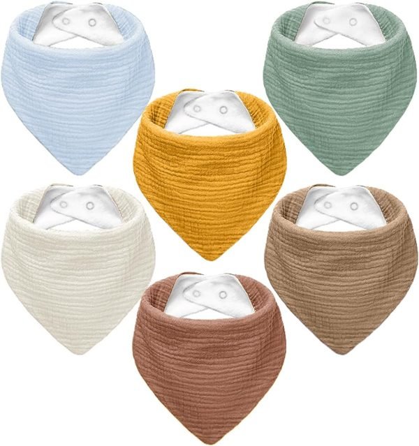 Muslin Baby Bibs,Baby Bandana Drool Bibs 100% Cotton for Baby Boy Girl,Solid Colors Bib for Drooling Teething
