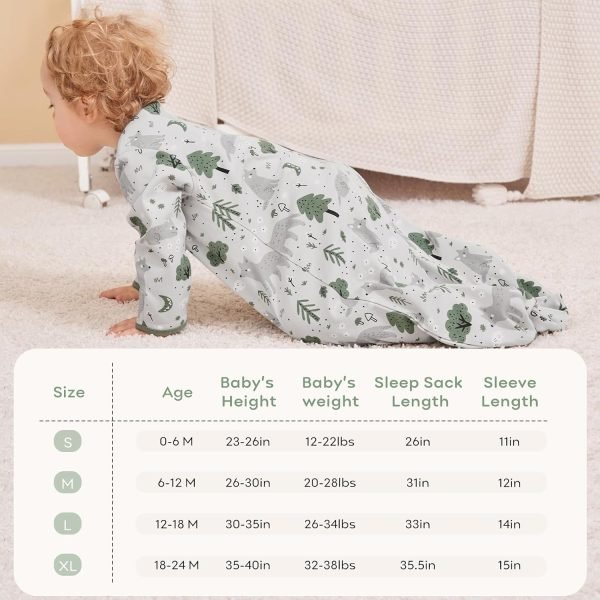 Baby Sleep Sack 6-12 Months Long Sleeve Wearable Blanket Baby 100% Cotton 2-Way Zipper 0.5 Tog Infants Sleeping Sack, Lightweight(Medium)