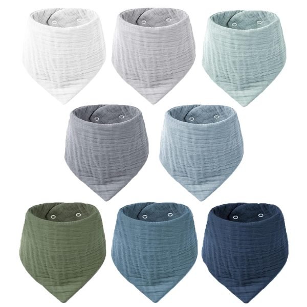 71M5H9vES7L._SL1500 Muslin Baby Bibs 8 Pack Bandana Drool 100% Cotton for Unisex Baby, Solid Colors Set Teething and Drooling