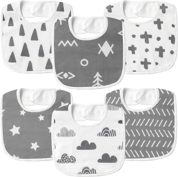 71MH3v7CftL._AC_SL1500 6 Pack Organic Baby Bibs for Unisex Boys Girls, Teething Baby Bib, Soft Cotton Baby Drool Bibs