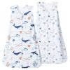 2 Pack Baby Sleep Sack 6-12 Months, Rayon Derived from Bamboo，Soft Cooling Sleep Sacks for Summer, TOG 0.5 Baby Wearable Blankets with 2-Way Zipper, Medium Size, Whale