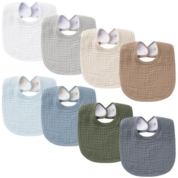 71QOlbXEyVL._SL1500 Muslin Baby Bibs 8 Pack Baby Bandana Drool Bibs Cotton for Unisex Boys Girls, 8 Solid Colors Set for Teething Drooling
