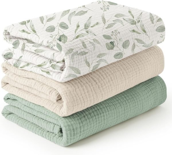 3 Pack Muslin Swaddle Blankets for Unisex, Newborn Receiving Blanket, Large 47 x 47 inches, Soft Breathable Muslin Baby Swaddles for Boys & Girls