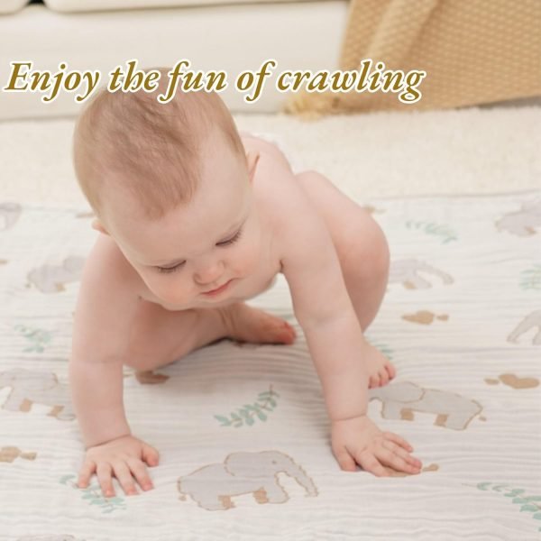 71UKjN7zq2L._AC_SL1500 Ultra Soft Muslin Baby Blanket, Made of Viscose from Bamboo and Muslin from Cotton, A Versatile Swaddle and Bed Blanket for Babies, Toddlers, Boys, and Girls (Forest Elephant 1 Pack).