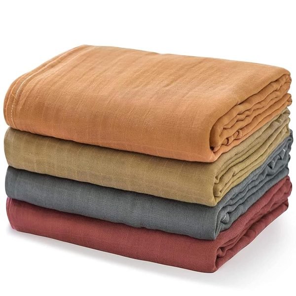 71aHK7vscrL._SL1500 Muslin Swaddle Blankets, Swaddle Blanket for Baby Boys and Girls, 4-Pack Breathable and Skin-Friendly Baby Receiving Blankets Swaddle Wrap, Baby Essentials, Registry & Gift, 47 x 47 inches