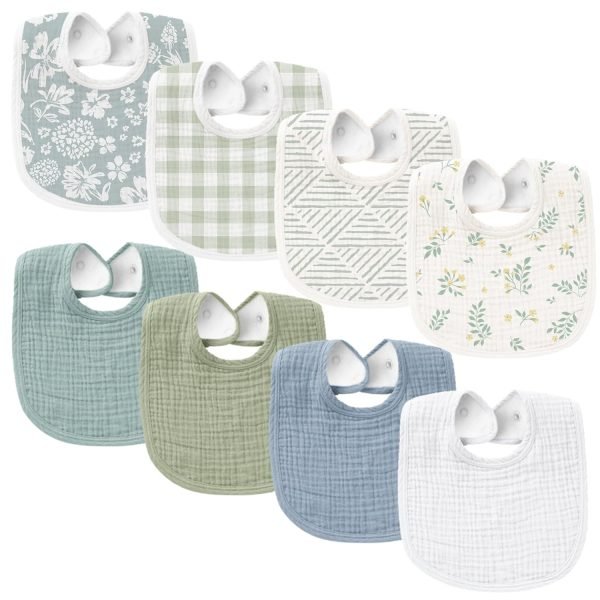 71aP259CVmL._SL1500 Muslin Baby Bibs 8 Pack Baby Bandana Drool Bibs Cotton for Unisex Boys Girls, 8 Solid Colors Set for Teething Drooling