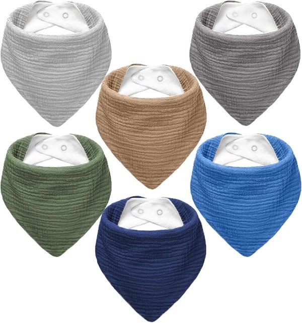 Muslin Baby Bibs,Baby Bandana Drool Bibs 100% Cotton for Baby Boy Girl,Solid Colors Bib for Drooling Teething