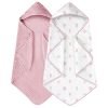 Hooded Baby Towels for Newborn 2 Pack 100% Muslin Cotton Baby Bath Towel with Hood for Babies, Infant, Toddler and Kids, Large 32x32Inch, Soft and Absorbent Newborn Essential