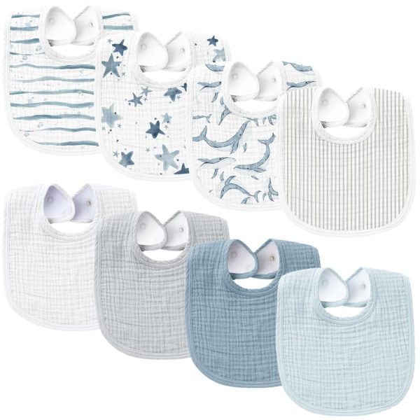 71d87XiFcLL._SL1500 Muslin Baby Bibs 8 Pack Baby Bandana Drool Bibs Cotton for Unisex Boys Girls, 8 Solid Colors Set for Teething Drooling