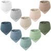 Muslin Baby Bibs 10 Pack Baby Bandana Drool Bibs 100% Cotton for Unisex Boys Girls,10 Solid Colors Set for Teething Drooling