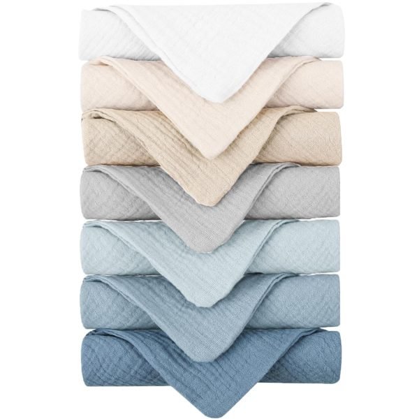 Baby Muslin Washcloths 7 Pack -100% Cotton Baby Bath Washcloths, Soft Baby Wash Cloths and Absorbent Burp Cloths for Newborn Kids Girls and Boys, 11x11 inches