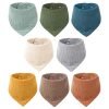 Muslin Baby Bibs 8 Pack Bandana Drool 100% Cotton for Unisex Baby, Solid Colors Set Teething and Drooling