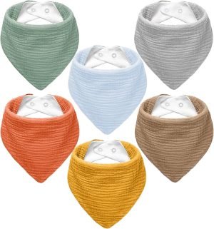 Muslin Baby Bibs,Baby Bandana Drool Bibs 100% Cotton for Baby Boy Girl,Solid Colors Bib for Drooling Teething