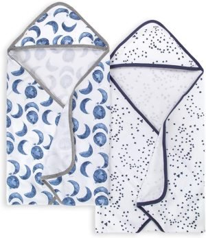 Baby Infant Hooded Towels! Organic Cotton, Unisex Bath Essentials and Newborn Necessities, Soft Nursery Towel with Hood Set, 2-Pack Size 29 x 29 Inch