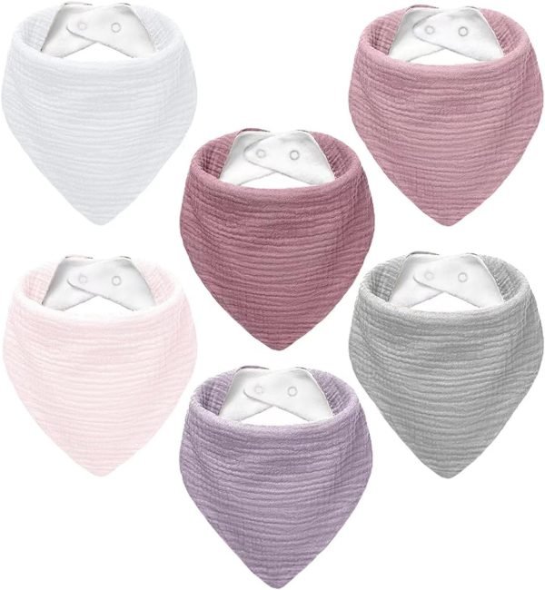 Muslin Baby Bibs,Baby Bandana Drool Bibs 100% Cotton for Baby Boy Girl,Solid Colors Bib for Drooling Teething