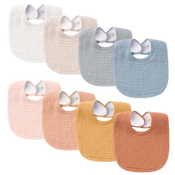 71xNF9Nh7hL._SL1500 Muslin Baby Bibs 8 Pack Baby Bandana Drool Bibs Cotton for Unisex Boys Girls, 8 Solid Colors Set for Teething Drooling