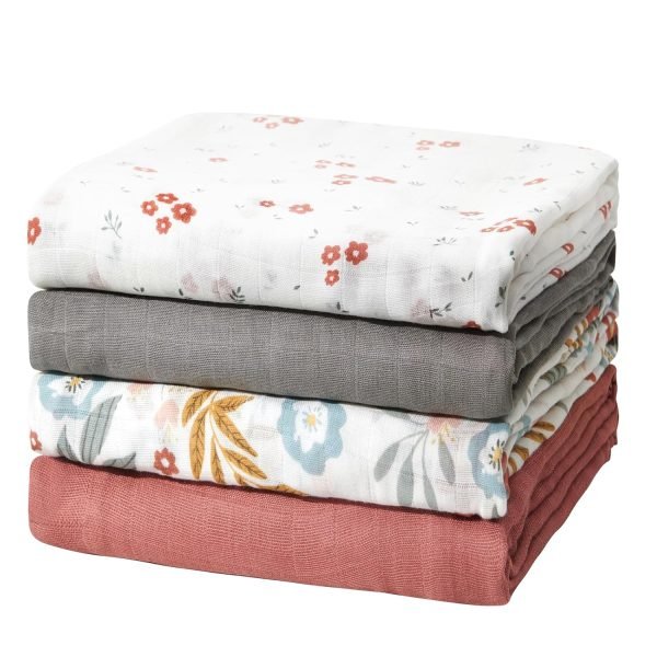 810b-52b0qL._SL1500 Muslin Swaddle Blankets, Swaddle Blanket for Baby Boys and Girls, 4-Pack Breathable and Skin-Friendly Baby Receiving Blankets Swaddle Wrap, Baby Essentials, Registry & Gift, 47 x 47 inches