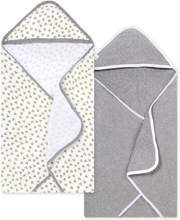 Baby Infant Hooded Towels! Organic Cotton, Unisex Bath Essentials and Newborn Necessities, Soft Nursery Towel with Hood Set, 2-Pack Size 29 x 29 Inch