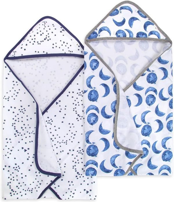 Baby Infant Hooded Towels! Organic Cotton, Unisex Bath Essentials and Newborn Necessities, Soft Nursery Towel with Hood Set, 2-Pack Size 29 x 29 Inch