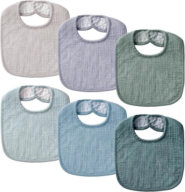 Muslin Baby Bibs for Unisex Boys Girls, Soft Cotton Baby Drool Bibs, Drooling and Teething Bibs for Infant, Newborn