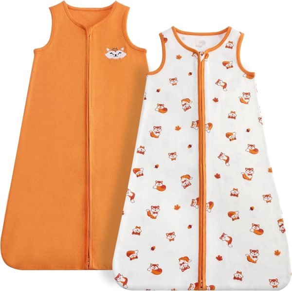 Baby Sleep Sack 18-24 Months 100% Cotton, Baby Boy Wearable Blanket 2-Way Zipper TOG 0.5, Breathable Lightweight Baby Sleeping Bag 2 Pack, Toddler Sleep Sacks 2t, Dinosaur, X-Large