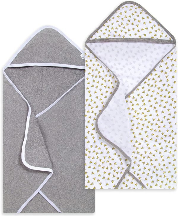 Baby Infant Hooded Towels! Organic Cotton, Unisex Bath Essentials and Newborn Necessities, Soft Nursery Towel with Hood Set, 2-Pack Size 29 x 29 Inch