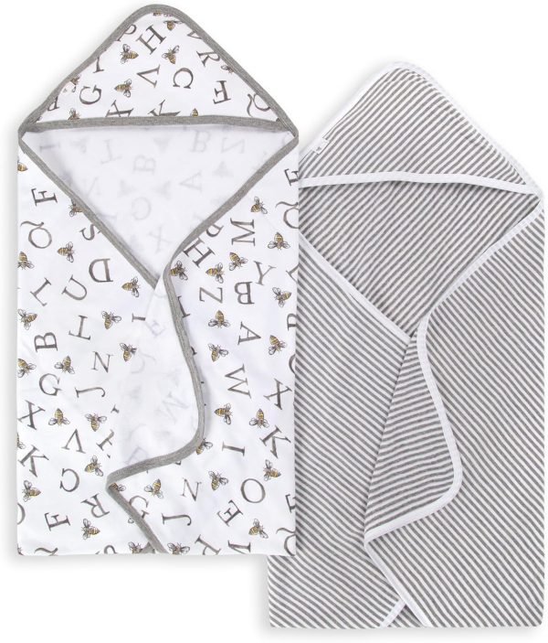Baby Infant Hooded Towels! Organic Cotton, Unisex Bath Essentials and Newborn Necessities, Soft Nursery Towel with Hood Set, 2-Pack Size 29 x 29 Inch