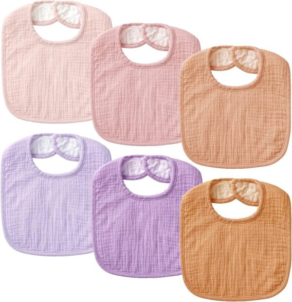 Muslin Baby Bibs for Unisex Boys Girls, Soft Cotton Baby Drool Bibs, Drooling and Teething Bibs for Infant, Newborn