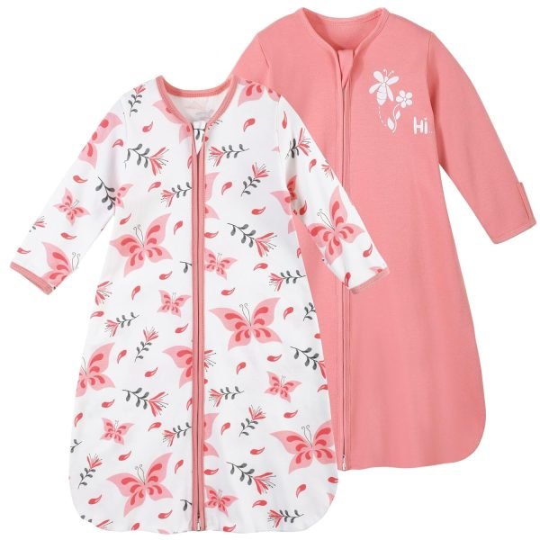 Baby Sleep Sack 6-12 Months Long Sleeve Wearable Blanket Baby 100% Cotton 2-Way Zipper 0.5 Tog Infants Sleeping Sack, Lightweight(Medium)