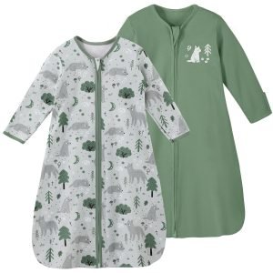 Baby Sleep Sack 6-12 Months Long Sleeve Wearable Blanket Baby 100% Cotton 2-Way Zipper 0.5 Tog Infants Sleeping Sack, Lightweight(Medium)