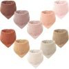 Muslin Baby Bibs 10 Pack Baby Bandana Drool Bibs 100% Cotton for Unisex Boys Girls,10 Solid Colors Set for Teething Drooling
