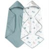 Hooded Baby Towels for Newborn 2 Pack 100% Muslin Cotton Baby Bath Towel with Hood for Babies, Infant, Toddler and Kids, Large 32x32Inch, Soft and Absorbent Newborn Essential