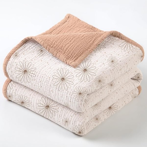 81eLhKaRzaL._AC_SL1500 Muslin Quilt Blanket, Crib Blanket for Baby and Toddler,47x47 Inches(Ivory)