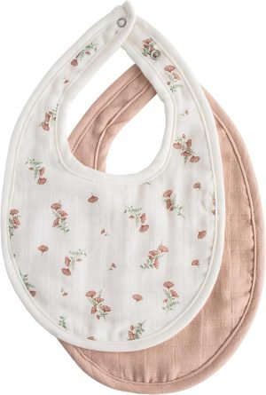 Muslin Baby Bib | Soft Cotton for Infant Drips, Drools & Feedings | Adjustable Fit | 2 Pack